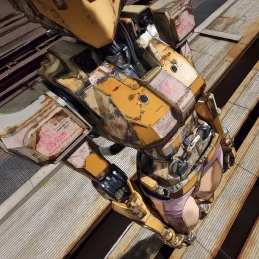 Orange Industrial Mecha – AI image example