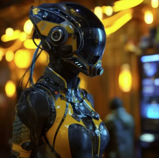 Yellow-Black Cyber Robot – AI image example